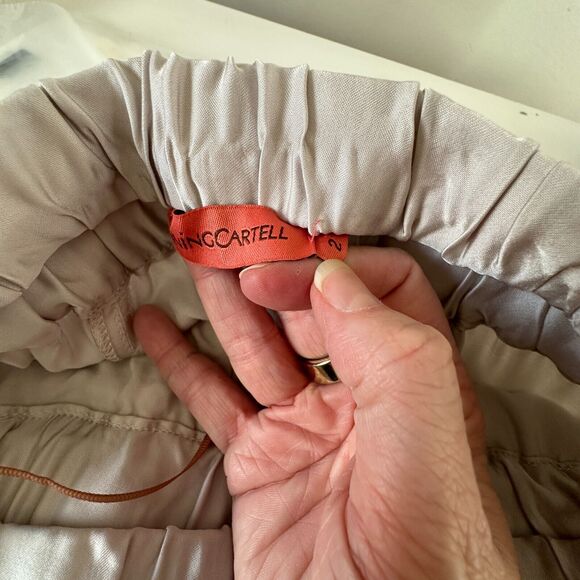 Manning Cartel Off-Duty Metallic Taupe Ruched Satin Drawstring Pocket Jogger 2 - Picture 10 of 15